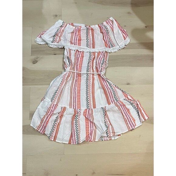 Anthropologie Mazik Beach Boho Vacation Coastal Flare Off The Shoulder Dress - Picture 8 of 10